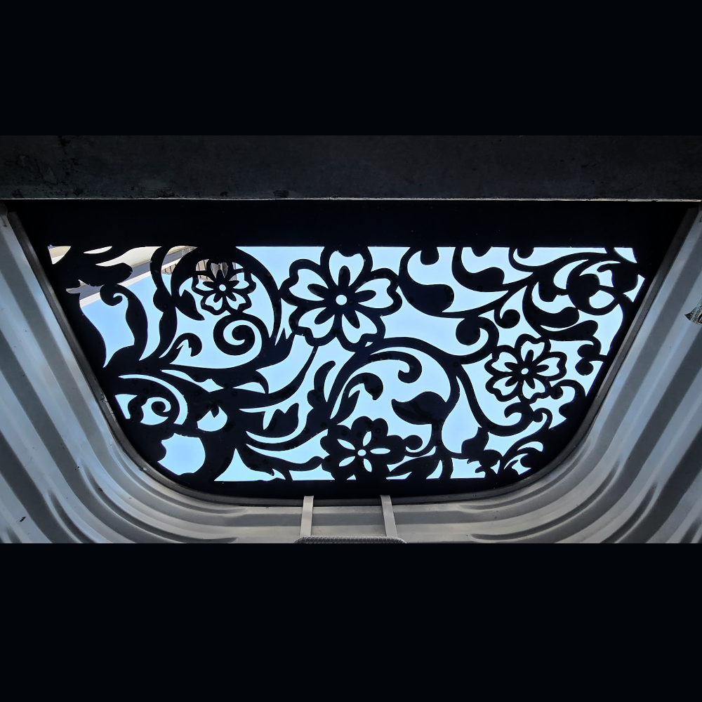 Custom Window Well Cover - Floral Design - 26" Depth - Black